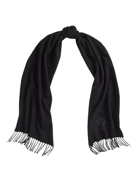 Lauren Ralph Lauren logo-embroidered fringed scarf - Black - zdjęcie produktu nr 2