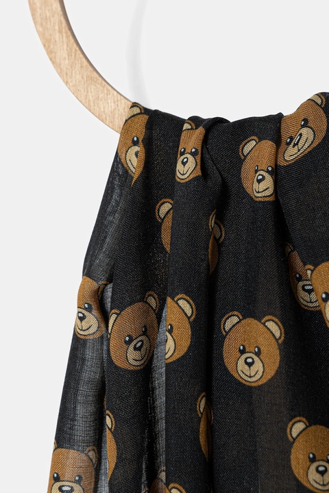 Moschino szal z wełną kolor czarny wzorzysty M5217 E5211 - zdjęcie produktu nr 2