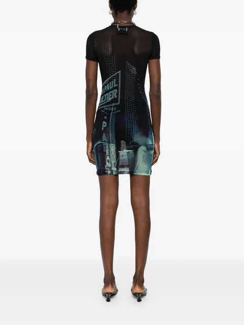 Jean Paul Gaultier Pigalle-print mesh mini dress - Blue - zdjęcie produktu nr 2