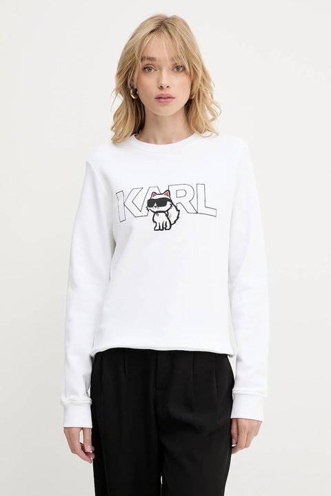 Karl Lagerfeld bluza bawełniana IKON damska kolor biały z nadrukiem A3W20056 - zdjęcie produktu nr 1