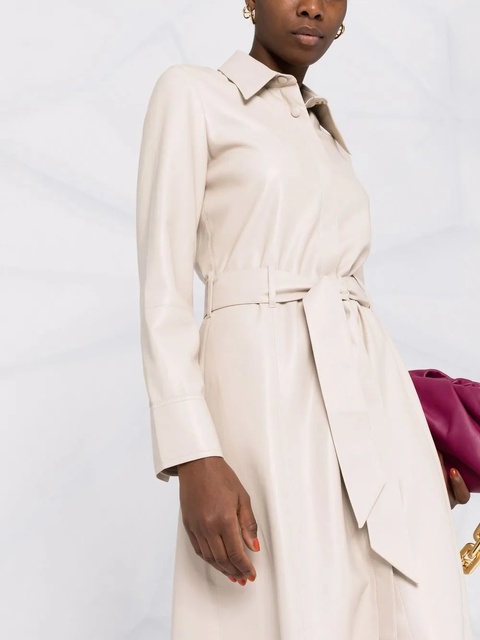Nanushka faux-leather belted maxi shirt dress - Neutrals - zdjęcie produktu nr 2