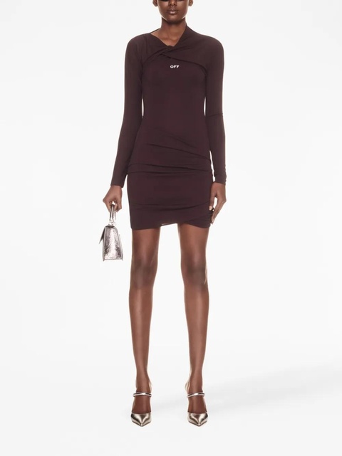 Off-White Off Stamp twist-detail minidress - Brown - zdjęcie produktu nr 1