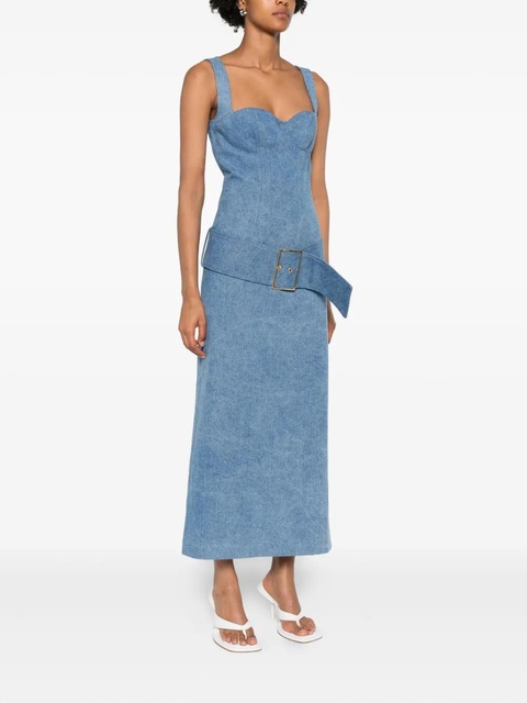 Rowen Rose belted denim midi dress - Blue - zdjęcie produktu nr 1
