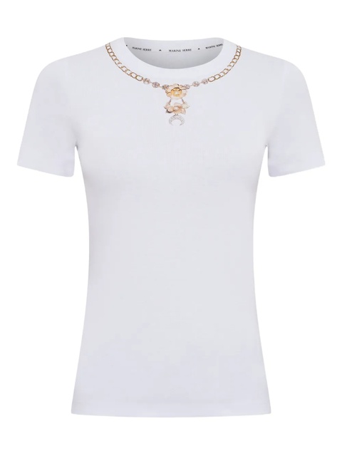 Marine Serre tromp l'oeil jewel-embellished T-shirt - White - zdjęcie produktu nr 1