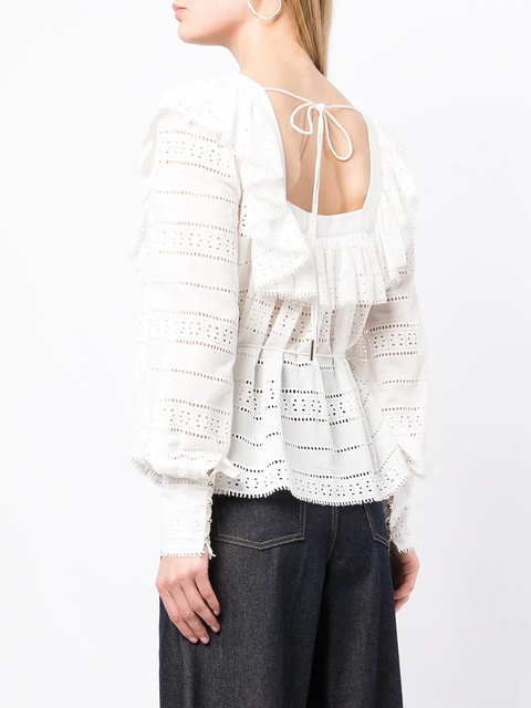Acler cut out-detail ruffled blouse - White - zdjęcie produktu nr 2