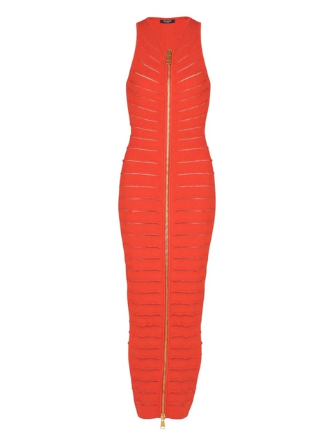 Balmain zip-front knitted maxi dress - Red - zdjęcie produktu nr 1