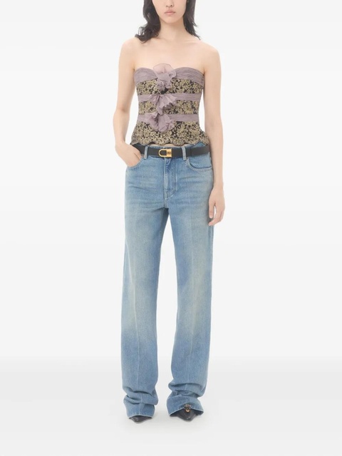 Valentino Garavani floral-lace strapless top - Grey - zdjęcie produktu nr 1