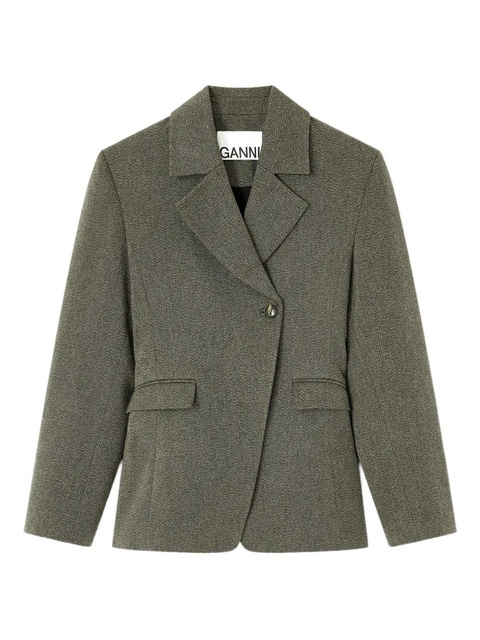 GANNI notched-lapels blazer - Green - zdjęcie produktu nr 1