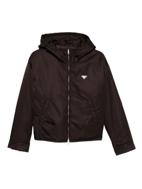 Prada logo-plaque hooded jacket - Brown - zdjęcie produktu nr 1