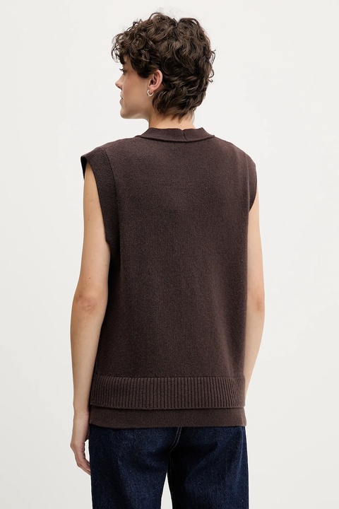 Sisley kamizelka z dodatkiem wełny damski kolor brązowy 1M9AL603B - zdjęcie produktu nr 2