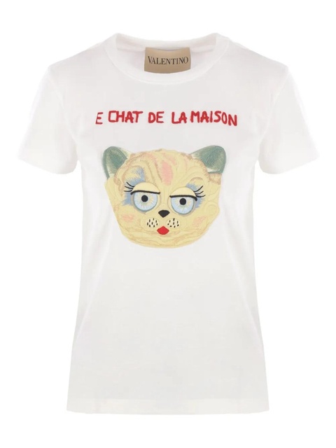 Valentino Garavani cat-face patch T-shirt - White - zdjęcie produktu nr 2