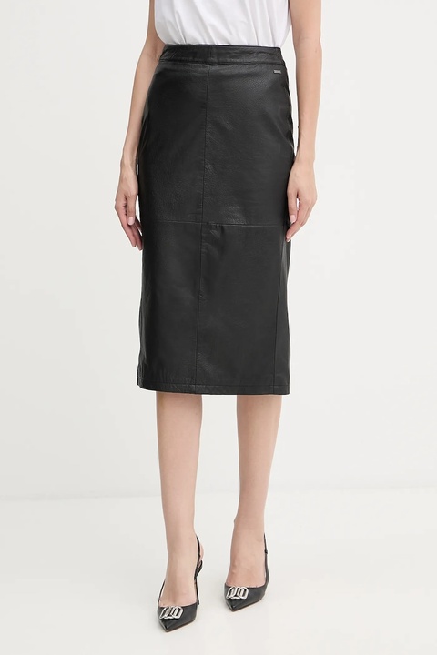 Armani Exchange spódnica skórzana kolor czarny midi ołówkowa XW001239 AF16212 - zdjęcie produktu nr 1