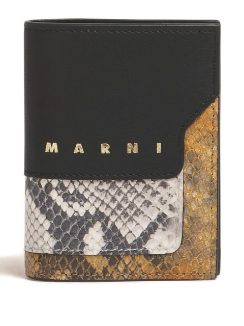 Marni leather python-print bifold wallet - Black - zdjęcie produktu nr 1