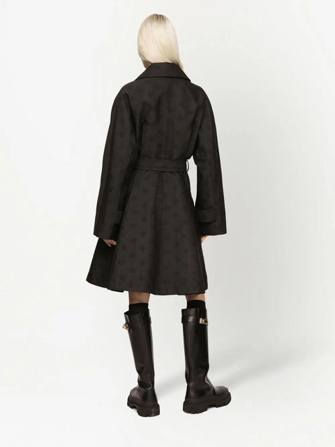 Dolce & Gabbana DG-logo jacquard belted coat - Black - zdjęcie produktu nr 2