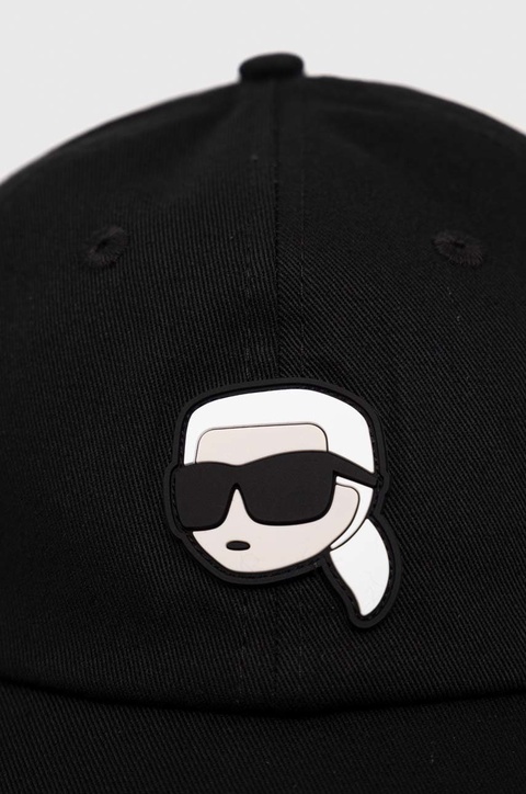 Karl Lagerfeld czapka z daszkiem bawełniana kolor czarny z aplikacją - zdjęcie produktu nr 1