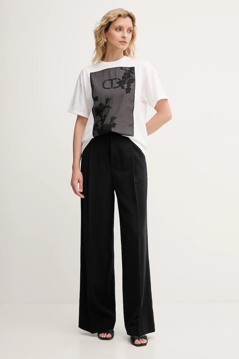 Twinset t-shirt bawełniany damski kolor biały 252TP2053 - zdjęcie produktu nr 2