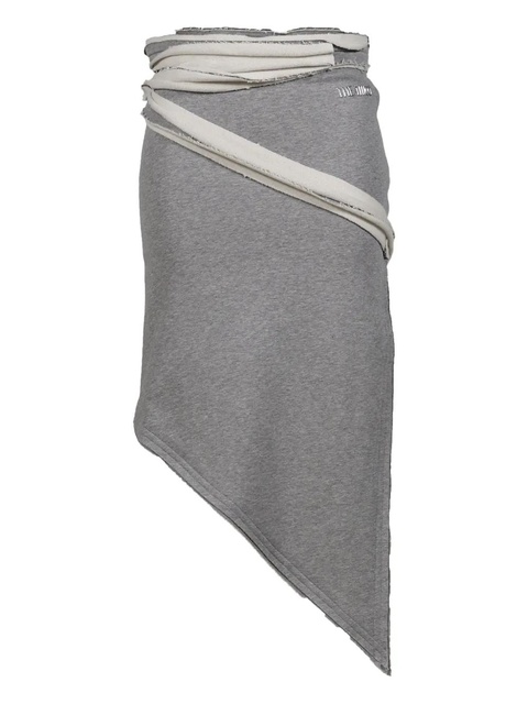 The Attico asymmetrical frayed-edge midi skirt - Grey - zdjęcie produktu nr 1
