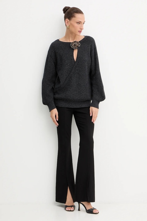 Simona Corsellini sweter z dodatkiem wełny damski kolor szary lekki A25CPMGG0401 - zdjęcie produktu nr 2