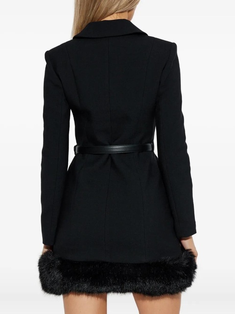 Self-Portrait buttoned faux-fur mini dress - Black - zdjęcie produktu nr 2