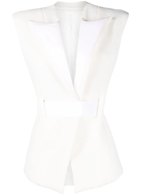 Balmain padded-shoulder belted vest - White - zdjęcie produktu nr 1