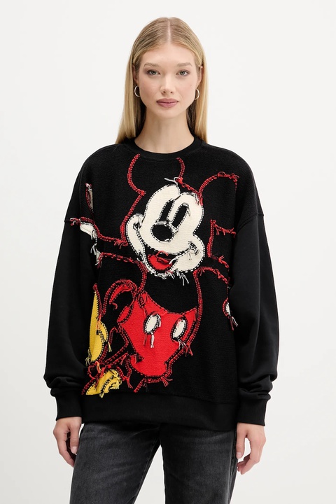 Desigual bluza HELLO MICKEY damska kolor czarny wzorzysta 25WWSK14 - zdjęcie produktu nr 1
