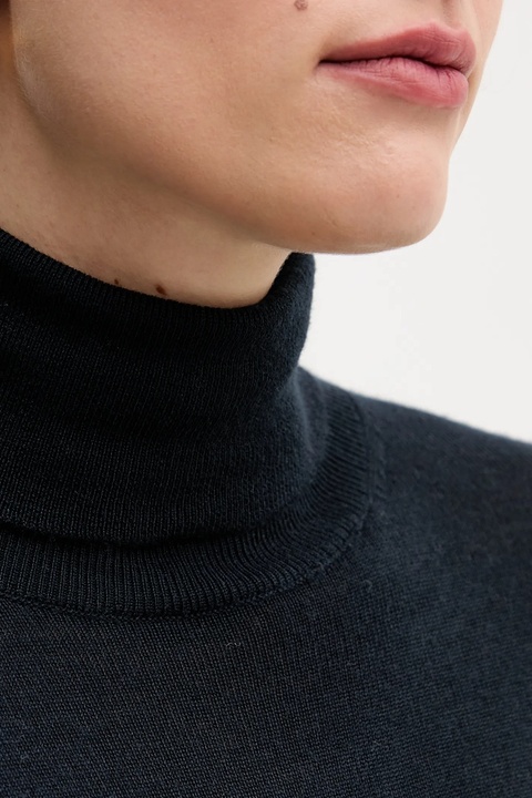 Sisley sweter damski kolor granatowy lekki z golfem 11BAM201C - zdjęcie produktu nr 1