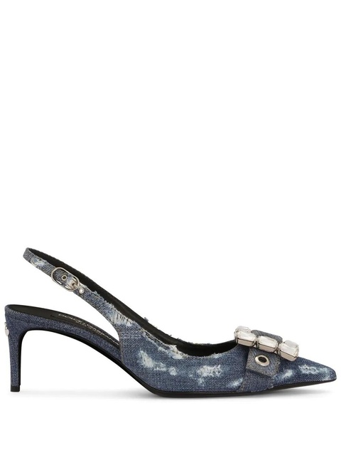 Dolce & Gabbana 60mm patchwork-denim slingback pumps - Blue - zdjęcie produktu nr 1