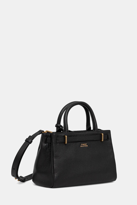 Tommy Hilfiger torebka skórzana kolor czarny AW0AW17926 - zdjęcie produktu nr 2