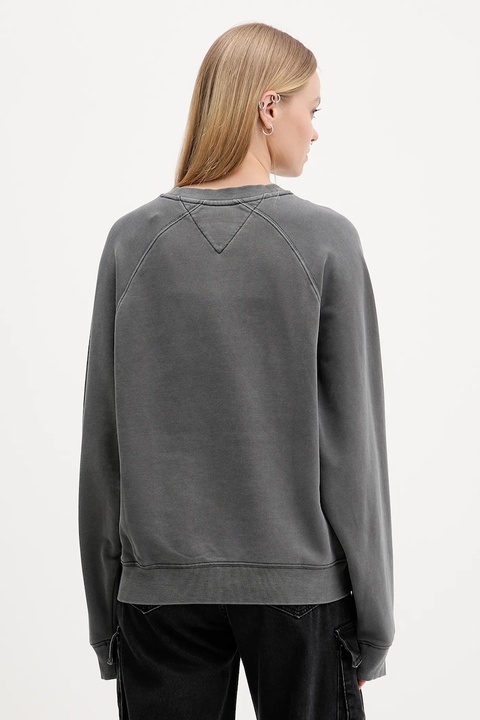 Tommy Jeans bluza bawełniana damska kolor szary z aplikacją DW0DW21959 - zdjęcie produktu nr 2
