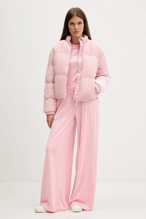 Juicy Couture spodnie dresowe welurowe damskie kolor różowy z aplikacją JCWBJ225309 - zdjęcie produktu nr 2