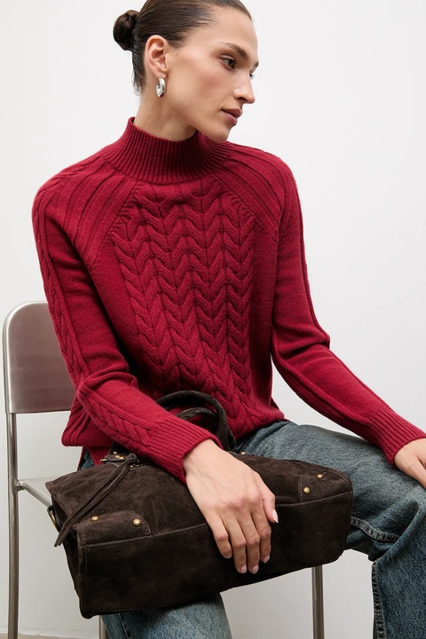 Answear.LAB sweter z kaszmirem damski kolor czerwony z półgolfem - zdjęcie produktu nr 1