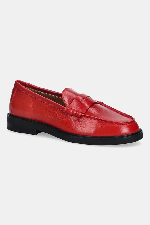 Steve Madden mokasyny skórzane Adison damskie kolor czerwony na płaskim obcasie 11004736 - zdjęcie produktu nr 1