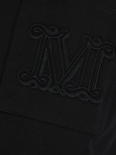 Max Mara logo-embroidered cotton T-shirt - Black - zdjęcie produktu nr 2