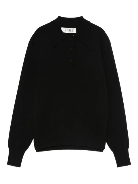 Róhe knitted polo top - Black - zdjęcie produktu nr 1