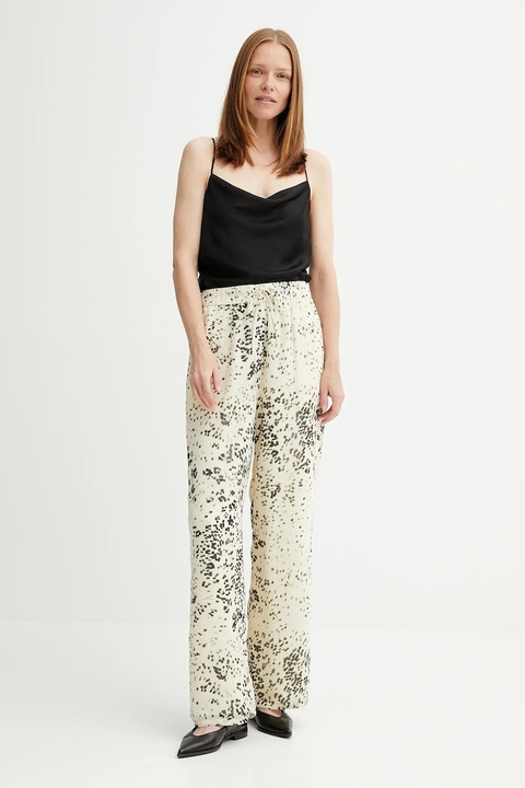Calvin Klein spodnie damskie kolor beżowy proste high waist LV044B913G - zdjęcie produktu nr 2