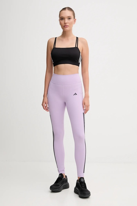 adidas Performance legginsy treningowe Optime 3-Stripes damskie kolor fioletowy wzorzyste JX7323 - zdjęcie produktu nr 2