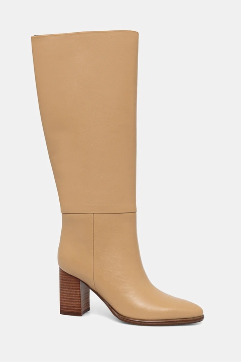 Guess kozaki skórzane PERINNA damskie kolor beżowy na słupku FLFPER LEA11 - zdjęcie produktu nr 1