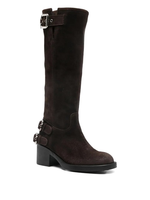 Chloé buckle-detailing leather knee-high boots - Brown - zdjęcie produktu nr 2