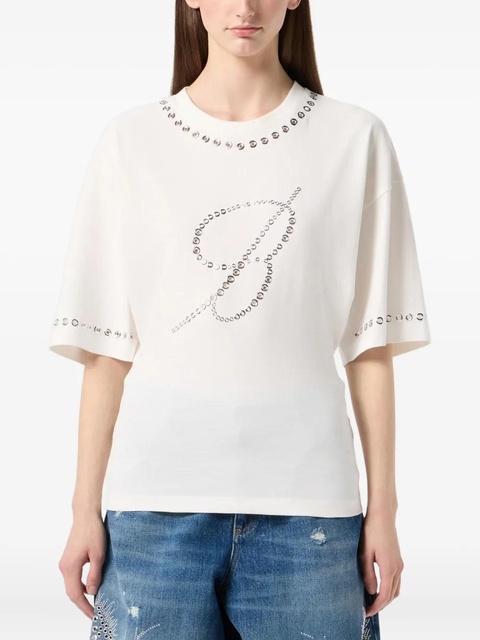 Blumarine embellished eyelet-trimmed T-shirt - White - zdjęcie produktu nr 2