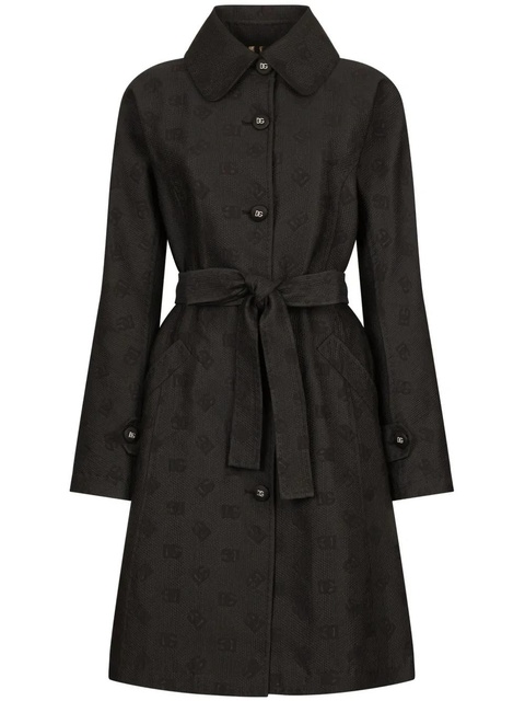 Dolce & Gabbana logo-jacquard belted trench coat - Black - zdjęcie produktu nr 1