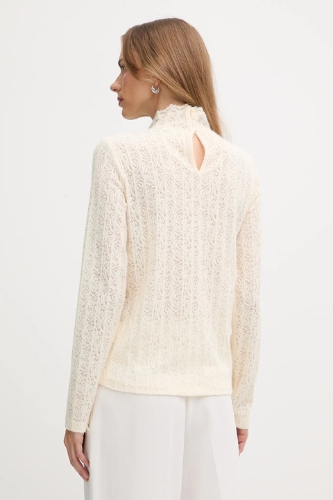 United Colors of Benetton sweter damski kolor beżowy lekki z półgolfem 5W77DQ0AT - zdjęcie produktu nr 2