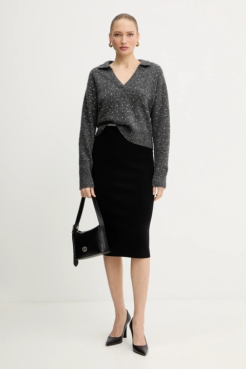 Pinko sweter z dodatkiem wełny kolor szary 105684 A2U4 - zdjęcie produktu nr 2