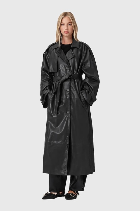 AllSaints płaszcz skórzany REED kolor czarny W004LD - zdjęcie produktu nr 1