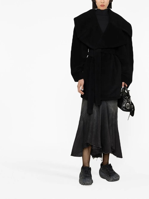 Balenciaga belted-waist oversize coat - Black - zdjęcie produktu nr 2