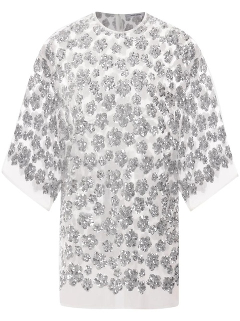 Cecilie Bahnsen floral-sequins T-shirt - White - zdjęcie produktu nr 1
