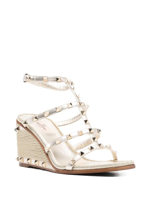 Valentino Garavani 85mm Rockstud wedge sandals - Gold - zdjęcie produktu nr 2