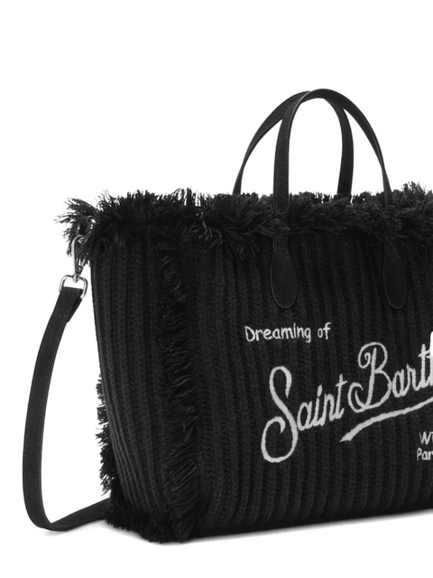 MC2 Saint Barth fringed embroidered-logo tote bag - Black - zdjęcie produktu nr 1