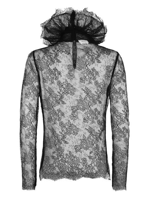 Alexander McQueen ruffled-collar lace blouse - Black - zdjęcie produktu nr 2