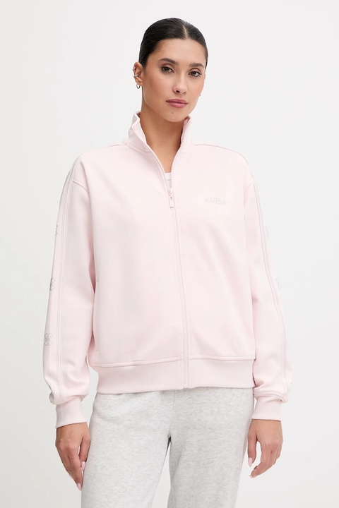 Guess bluza OCTAVIA damska kolor różowy z kapturem z aplikacją V5BQ15 KCX22 - zdjęcie produktu nr 1