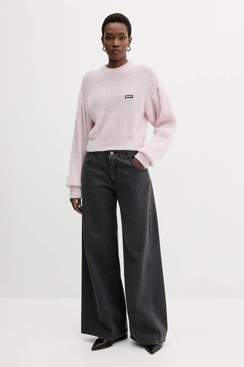 Rotate sweter z wełną 0 damski kolor różowy lekki 114278191 - zdjęcie produktu nr 2
